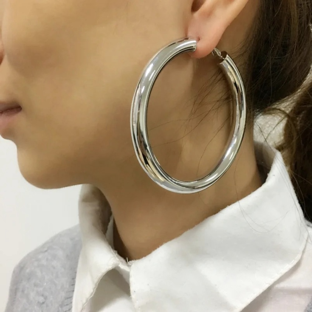 Large Metal Hoop Earrings 70 mm